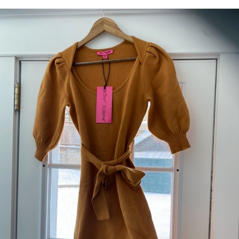 Betsy Johnson Puffed Sleeve Sweater Dress - Small